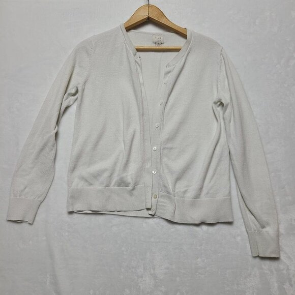 A New Day Sweater Womens Small White Button Knit Cardigan - Picture 2 of 9
